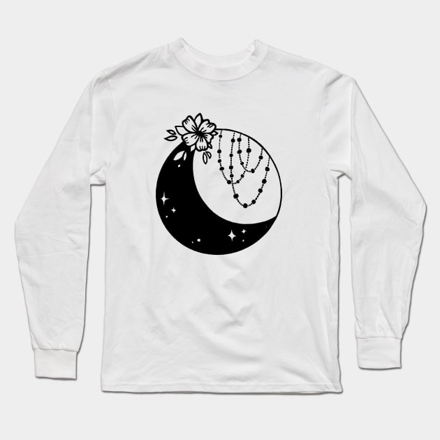 Boho Moon T-Shirt Long Sleeve T-Shirt by OgogoPrintStudio